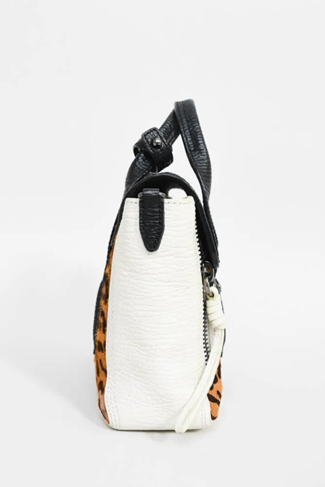 3.1 Phillip Lim White/Black Leather Pashli With Pony Hair