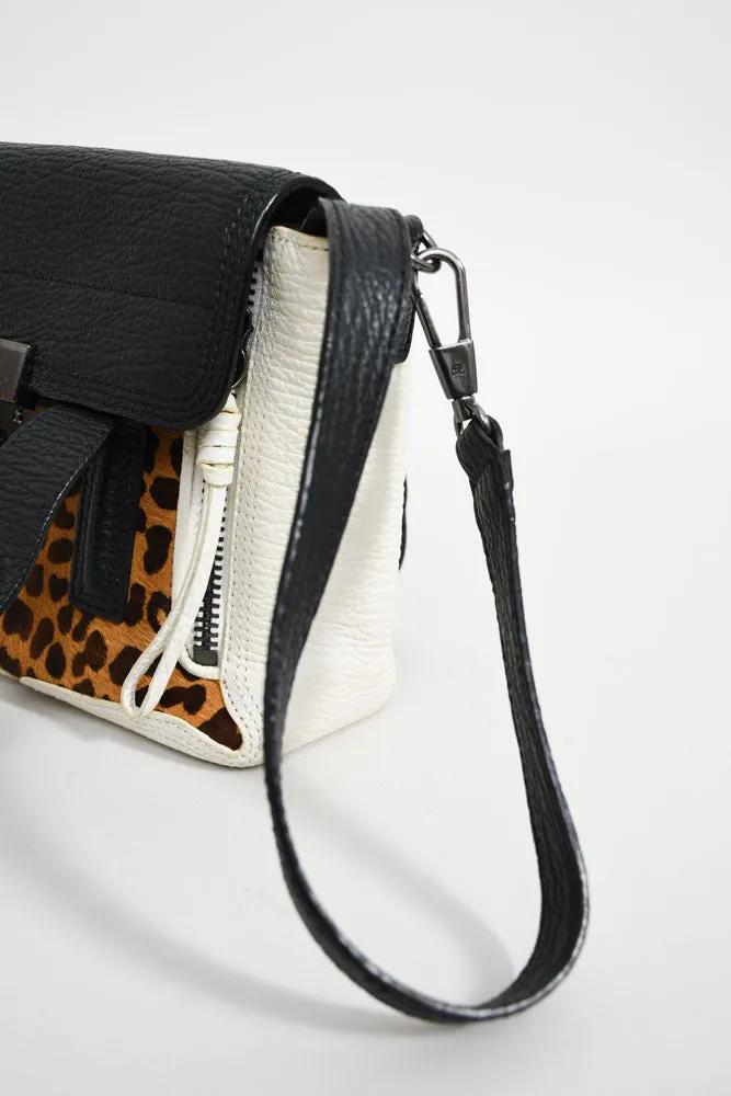 3.1 Phillip Lim White/Black Leather Pashli With Pony Hair