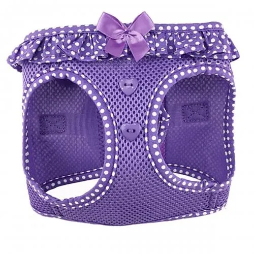 American River Dog Harness Paisley Purple Polka Dot