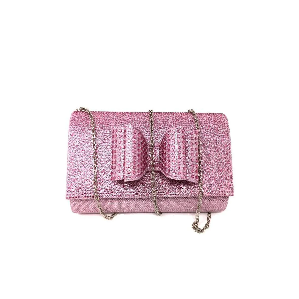 Blossom Bow Trim Glitter Clutch