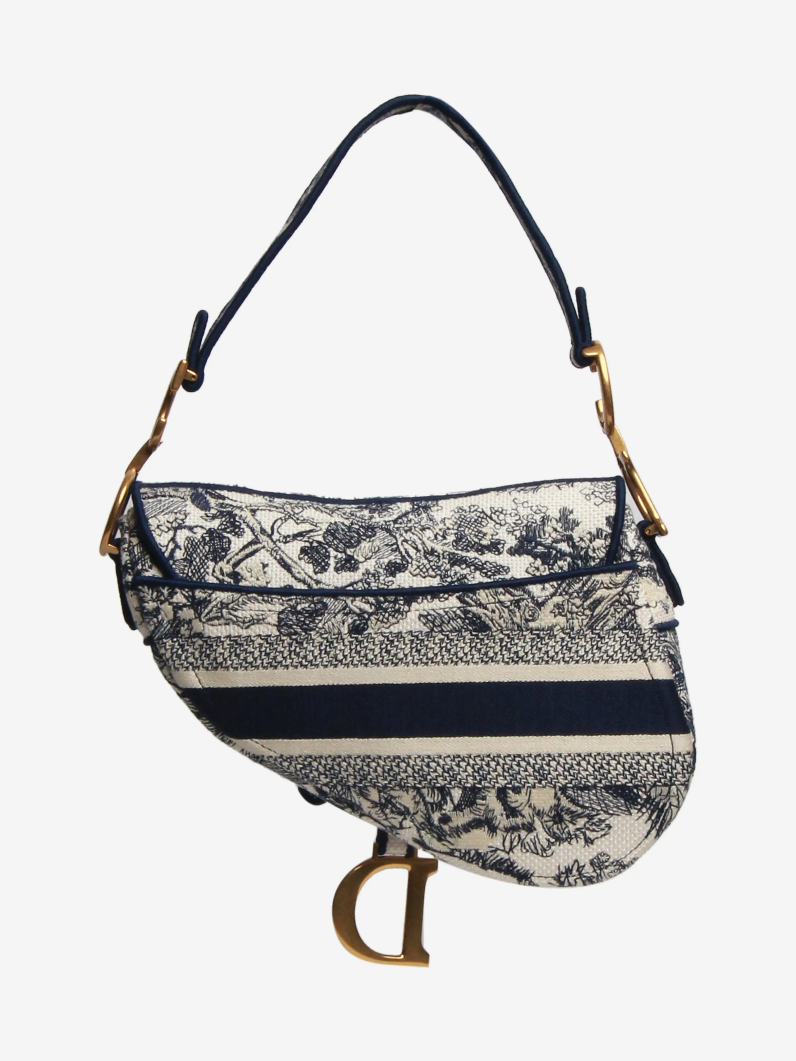 Blue and cream 2021 Around the World embroidered Saddle bag