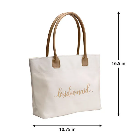 Bridesmaid Tote Bag with Metallic Gold Font