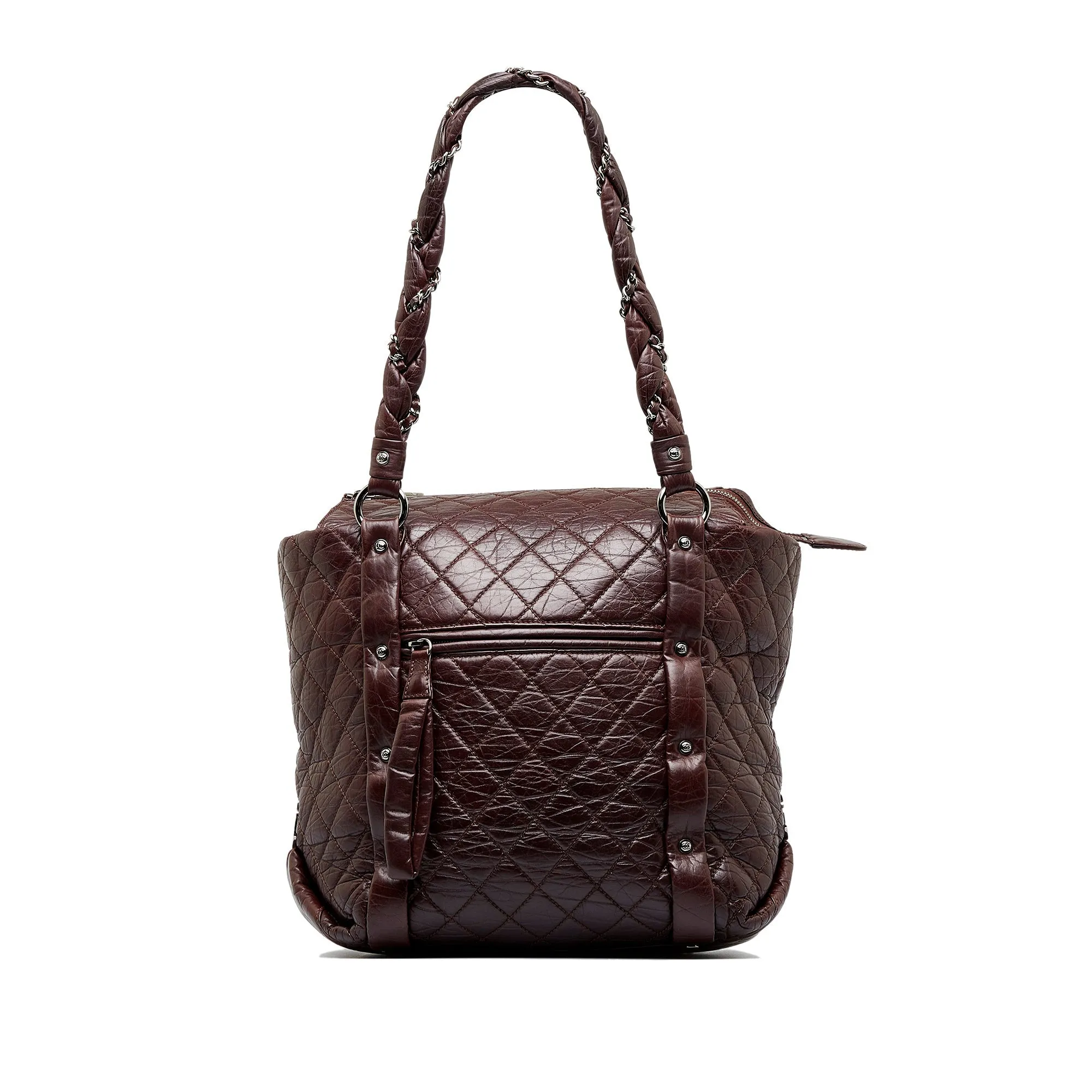 Brown Chanel Lady Braid Shopping Tote