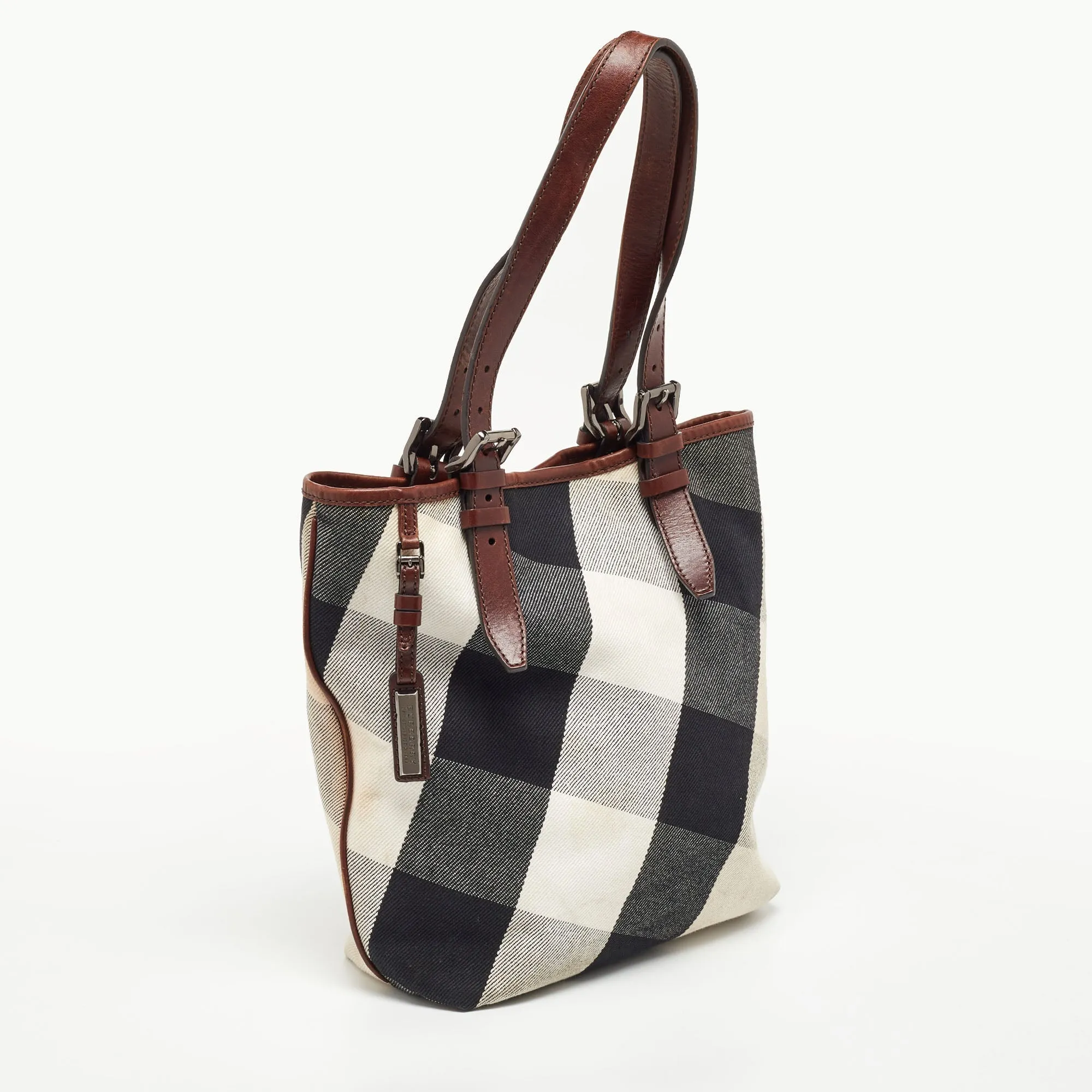 BURBERRY Multicolor Mega Check Canvas and Leather Tote