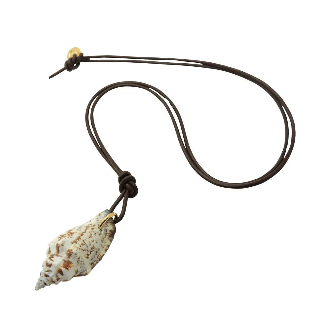 Conch Seashell Leather Cord Necklace