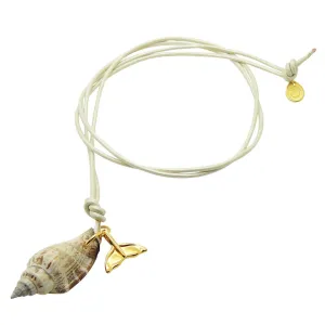 Conch Seashell Mermaid Tail Charm Duo Leather Cord Necklace