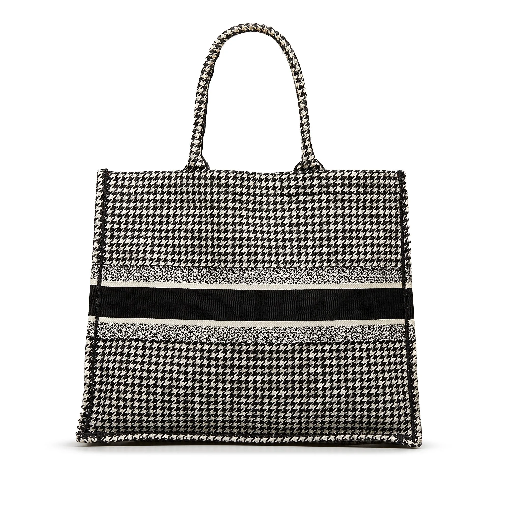 Dior Book Tote Houndstooth Embroidered Bicolor Canvas