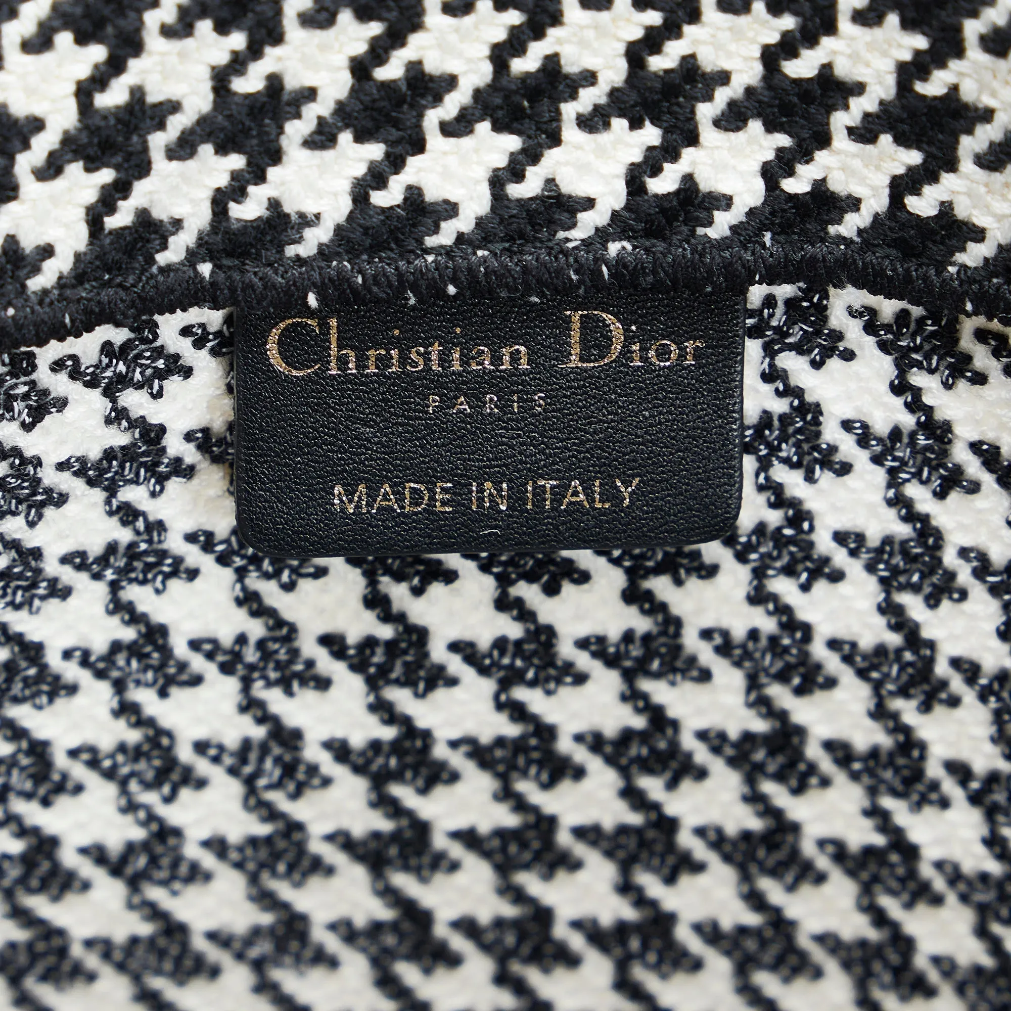 Dior Book Tote Houndstooth Embroidered Bicolor Canvas