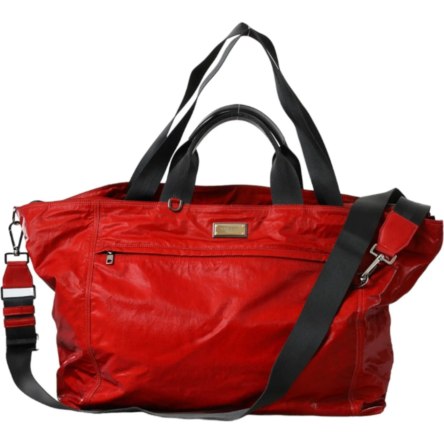 Dolce & Gabbana Red Nylon Calfskin Hand Shoulder Duffel Bag