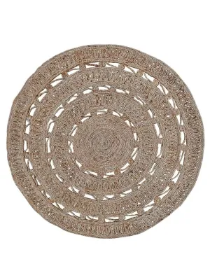 Hand Woven Jute 4'x4' Round Eco-friendly Area Rug Solid Beige