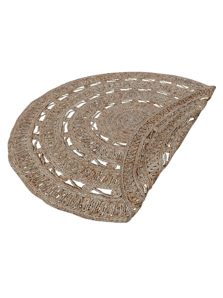 Hand Woven Jute 4'x4' Round Eco-friendly Area Rug Solid Beige