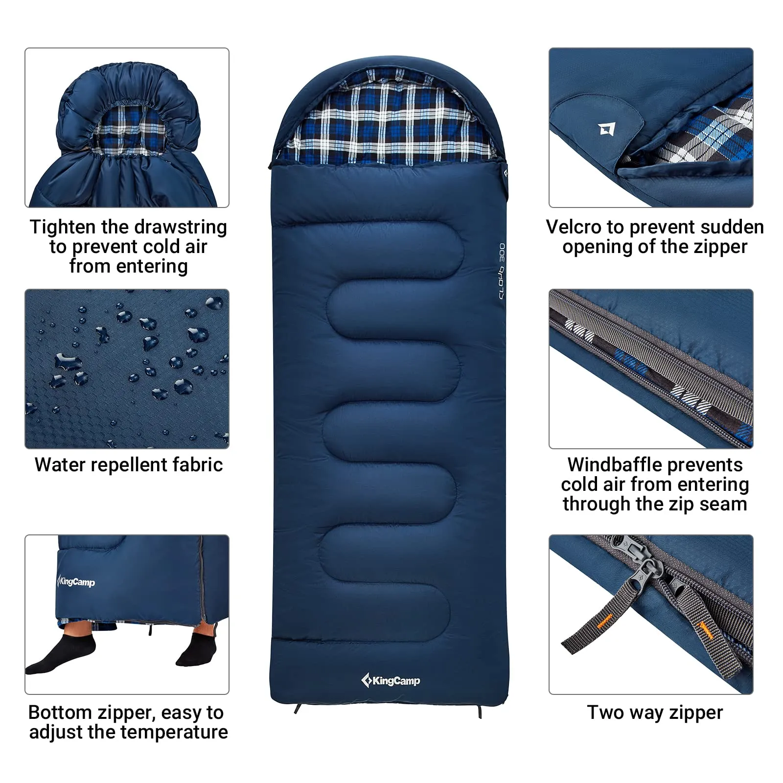 KingCamp CLOUDY 300S Kids Sleeping Bag-Envelope With Hood