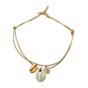 Midas Seashell Charm Trio Leather Cord Necklace