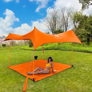 Red Suricata Orange Multi Terrain Sun Shade Canopy Tent Sunshade with sand bags & ground anchor screws