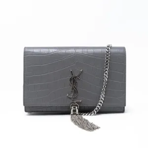 Saint Laurent Grey Small Kate Tassel Bag