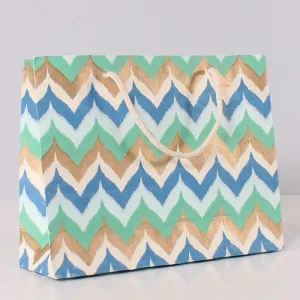 Shopping Bag - Blue Chevron