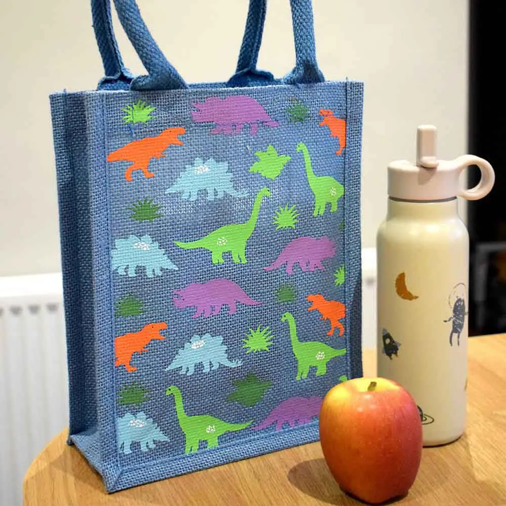 Small Jute Bag by Shared Earth - Dinosaurs