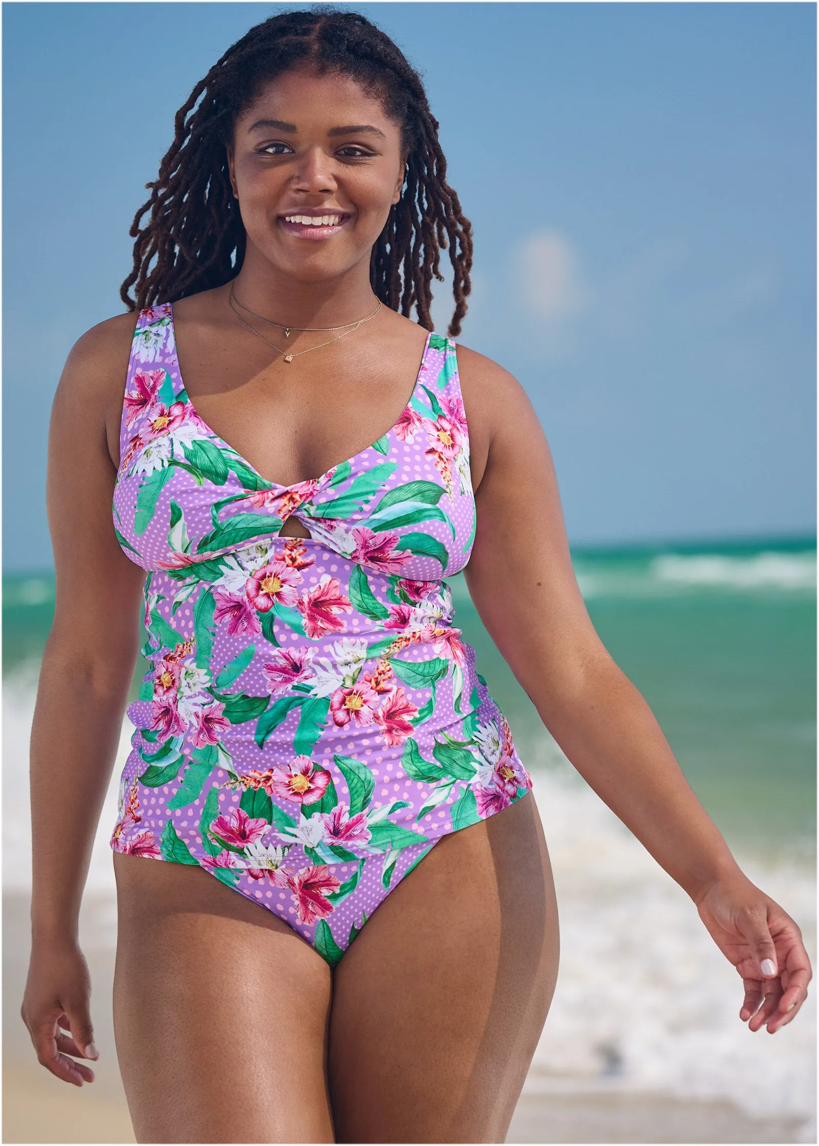 Twist Tankini Set - Polka Dot Jungle