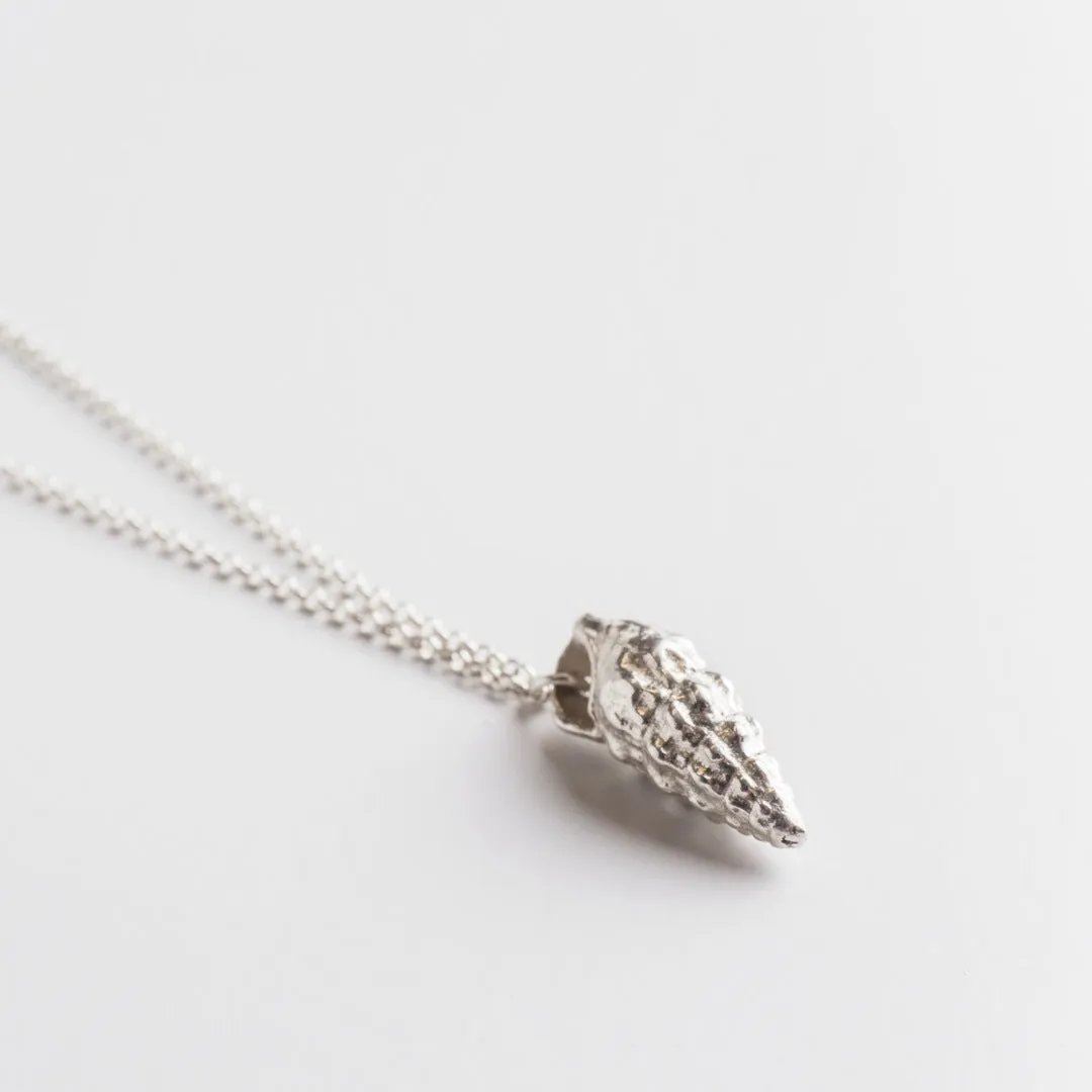 Wild seashell - long chain necklace - silver 925