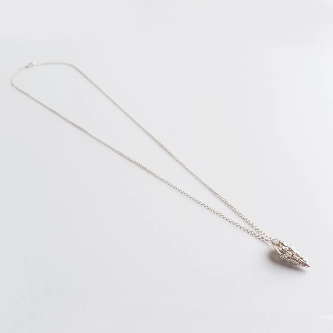 Wild seashell - long chain necklace - silver 925