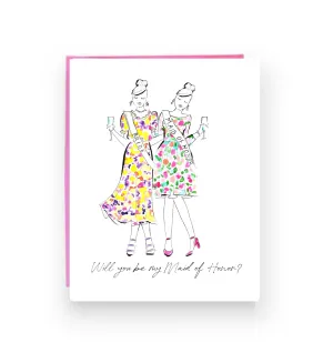 Will you be my Maid of Honor Greeting Card | Floral Girls (Ready to Ship)