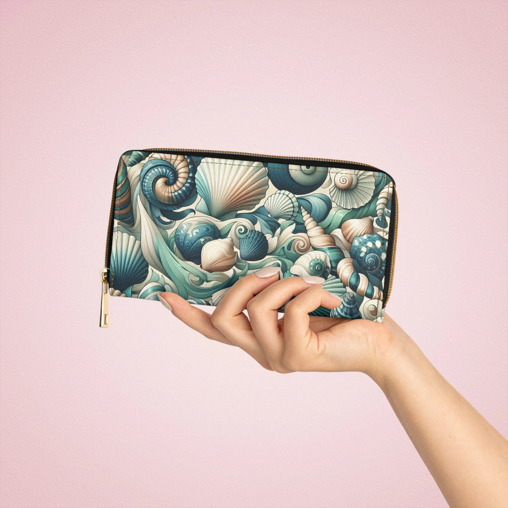 Zipper Wallet - Abstract Sea Shell Pattern